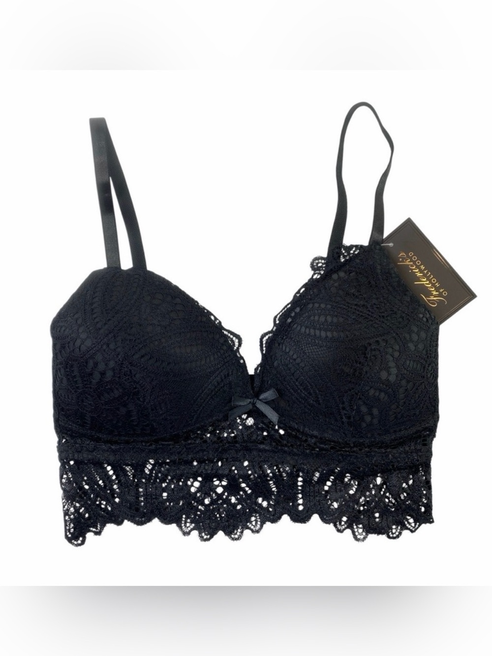 Frederick's of Hollywood Finley Black Padded Lace Bralette Bra Size S NWT
